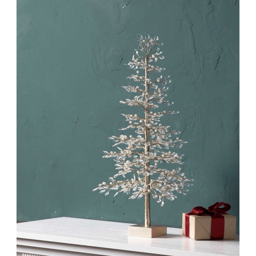 Balsam Hill 22" Crystal Pearl Champagne Tabletop Christmas Tree Holiday Decor